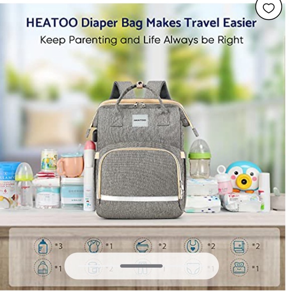 New!  HEATOO Changing Station/Diaper Bag Backpack Black/Silver - Picture 3 of 6